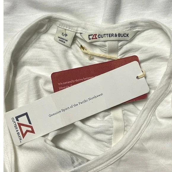Cutter & Buck Knit Top S White Graphic Long Sleeve Athleisure Sporty Comfort NEW - Picture 9 of 13